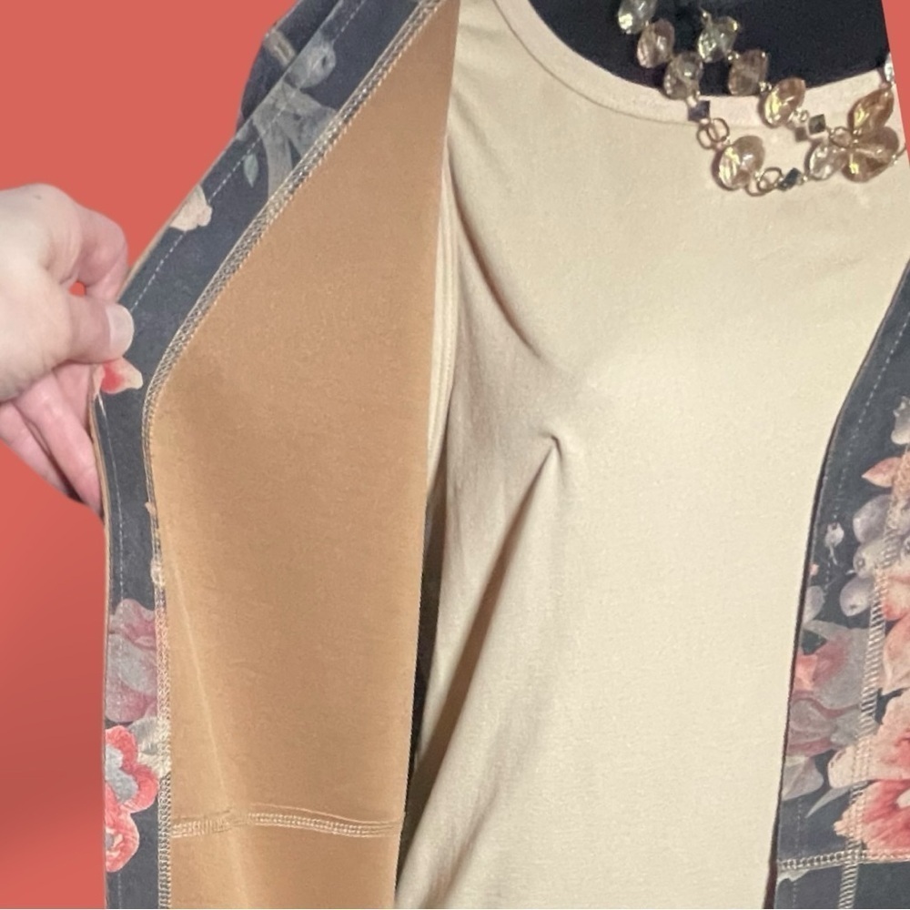 ANTHROPOLOGIE SOLITAIRE LONG FLORAL JACKET SIZE SMALL OR MED Brown Orange - Picture 13 of 16